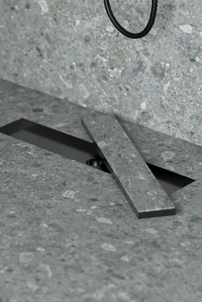 Terrazzo-look porcelain detail